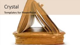  Presentation with old books pen - Beautiful theme featuring old books on white background backdrop and a yellow colored foreground