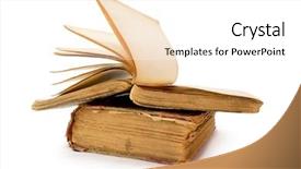  Presentation with old books pen - Slides featuring old books on white background background and a white colored foreground
