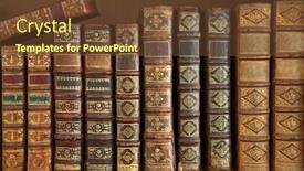  Presentation with old book - Colorful slides enhanced with old books on wooden shelf backdrop and a tawny brown colored foreground