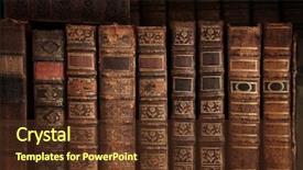  Presentation with old book - Colorful presentation theme enhanced with old books on wooden shelf backdrop and a tawny brown colored foreground