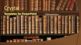  Presentation with books - Presentation with bibliography - old books on wooden shelf background and a tawny brown colored foreground