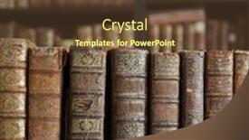  Presentation with old books on a wooden - Presentation theme featuring bibliography - old books on wooden shelf background and a tawny brown colored foreground