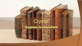  Presentation with old books on a wooden - Amazing presentation having bibliography - old books on wooden shelf backdrop and a tawny brown colored foreground