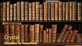  Presentation with old books on a wooden - Audience pleasing PPT layouts consisting of old-books-on-wooden-shelf backdrop and a tawny brown colored foreground