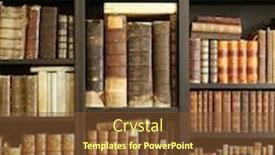  Presentation with old books on a wooden - PPT layouts consisting of old-books-on-wooden-shelf background and a tawny brown colored foreground