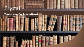  Presentation with books - Slides having old-books-on-wooden-shelf background and a tawny brown colored foreground