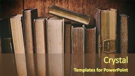  Presentation with old book - Audience pleasing presentation theme consisting of old books on wooden shelf backdrop and a tawny brown colored foreground