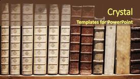  Presentation with old book - Audience pleasing theme consisting of old books on wooden shelf backdrop and a tawny brown colored foreground