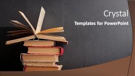  Presentation with blackboard - PPT theme featuring old-books-on-wooden-table background and a dark gray colored foreground