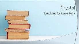  Presentation with books - Presentation theme consisting of old-books-on-wooden-table background and a sky blue colored foreground