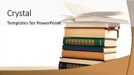  Presentation with old books on a wooden - PPT layouts having old books on wooden table background and a white colored foreground