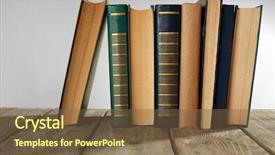  Presentation with gray - Slide set featuring old books on wooden table background and a tawny brown colored foreground
