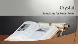  Presentation with scrolls - Cool new theme with old books scrolls ink pen backdrop and a white colored foreground