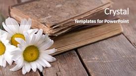  Presentation with books flowers - PPT layouts featuring old books with beautiful flowers background and a coral colored foreground