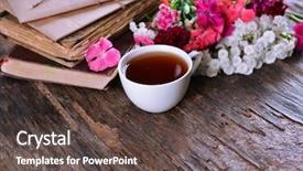  Presentation with books flowers - Beautiful PPT theme featuring old books with beautiful flowers backdrop and a tawny brown colored foreground