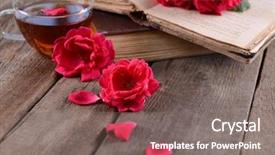  Presentation with books flowers - PPT layouts featuring old books with beautiful flowers background and a gray colored foreground