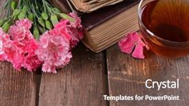  Presentation with books flowers - Cool new presentation theme with old books with beautiful flowers backdrop and a  colored foreground