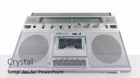  Presentation with boom box - Slide deck consisting of old-boom-box-am-fm background and a light gray colored foreground