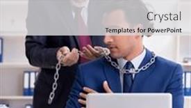  Presentation with education employee benefits - Presentation enhanced with old-boss-and-young-male background and a light gray colored foreground