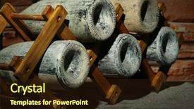  Presentation with cellar - Presentation theme enhanced with old bottles of wine in old cellar on dark background background and a wine colored foreground