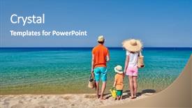  Presentation with beach bag - Cool new slide deck with old boy holding beach bag backdrop and a  colored foreground