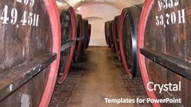  Presentation with barrels - Colorful slide deck enhanced with old brewery old beer barrels backdrop and a tawny brown colored foreground