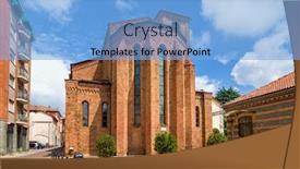  Presentation with catholic old - Cool new theme with old-brick-catholic-church backdrop and a light blue colored foreground