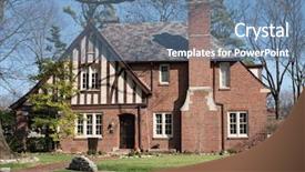  Presentation with old house - Slides enhanced with old brick english tudor house background and a seafoam green colored foreground