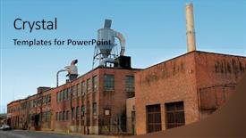  Presentation with safety workplace - Beautiful presentation theme featuring safety warehouse workplace - old brick factory backdrop and a light blue colored foreground