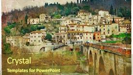  Presentation with artwork - Slide set featuring old bridge - pictorial villages of italy umbria background and a tawny brown colored foreground
