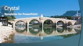 Presentation with bosnia - Slides having old bridge in konjic bosnia and herzegovina background and a teal colored foreground