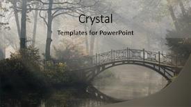  Presentation with misty - Cool new PPT theme with old bridge in misty autumn backdrop and a light gray colored foreground
