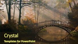  Presentation with misty - Slides with old bridge in misty autumn background and a tawny brown colored foreground