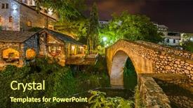  Presentation with architecture old - Presentation design with old bridge in mostar - bosnia background and a tawny brown colored foreground
