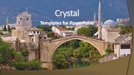  Presentation with architecture old - PPT layouts having old bridge in mostar bosnia background and a ocean colored foreground