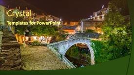  Presentation with architecture old - Theme with old-bridge-in-mostar-bosnia background and a wine colored foreground