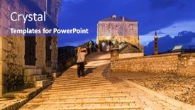  Presentation with architecture old - Theme having old-bridge-in-mostar-bosnia background and a cobalt blue colored foreground