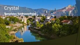  Presentation with architecture old - Colorful theme enhanced with old-bridge-in-mostar-bosnia backdrop and a teal colored foreground