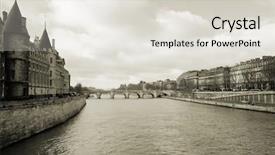  Presentation with castle - Slide set featuring old bridge in paris background and a lemonade colored foreground