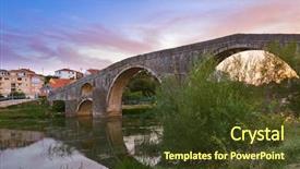  Presentation with bosnia old castle history - Cool new PPT layouts with old bridge in trebinje - bosnia backdrop and a tawny brown colored foreground