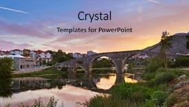  Presentation with bosnia old castle history - Beautiful slide deck featuring old bridge in trebinje - bosnia backdrop and a light blue colored foreground