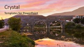 Presentation with bosnia - Audience pleasing theme consisting of old bridge in trebinje - bosnia backdrop and a coral colored foreground