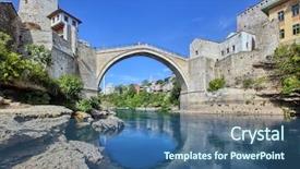 Presentation with bosnia - Theme consisting of old bridge mostar bosnia-herzegovina background and a ocean colored foreground