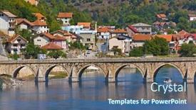  Presentation with bosnia - Colorful slides enhanced with old-bridge-on-drina-river backdrop and a ocean colored foreground