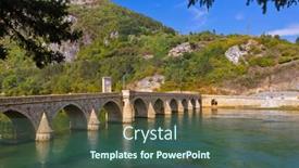  Presentation with bosnia - Theme having old-bridge-on-drina-river background and a ocean colored foreground