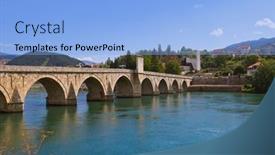  Presentation with architecture old - PPT layouts featuring old-bridge-on-drina-river background and a light blue colored foreground