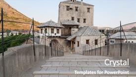  Presentation with bosnia - PPT theme having old bridge over the neretva river in mostar bosnia and herzegovina background and a gray colored foreground