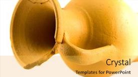  Presentation with pottery - Beautiful presentation featuring old broken amphora close-up backdrop and a  colored foreground