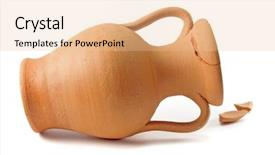  Presentation with pottery - Colorful presentation enhanced with old broken amphora on white backdrop and a  colored foreground