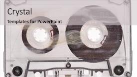  Presentation with cassette - Slides featuring old broken cassette isolated background and a light gray colored foreground